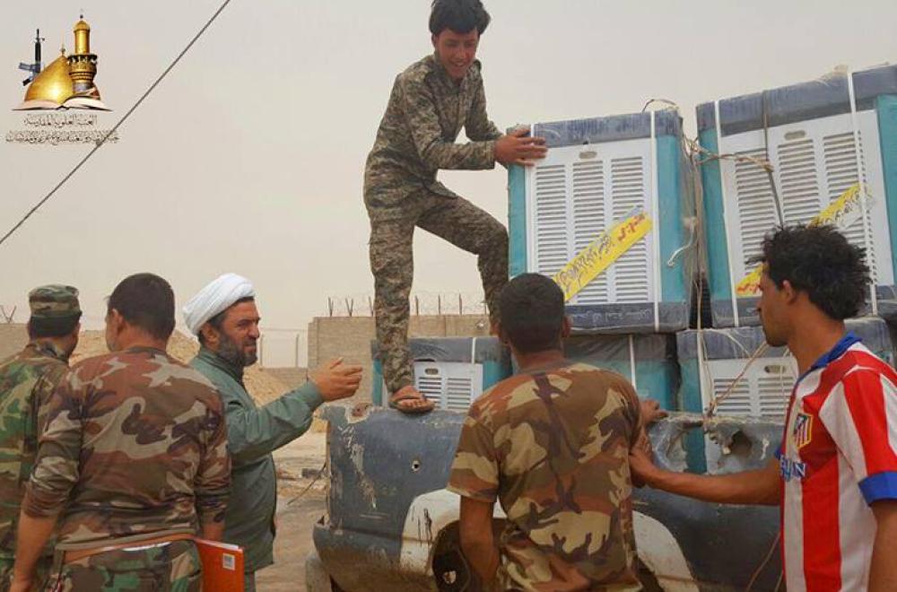 لجنة الإرشاد والتعبئة للدفاع عن عراق المقدسات ترفد قطعات المجاهدين في السواتر الأمامية بالمستلزمات الضرورية